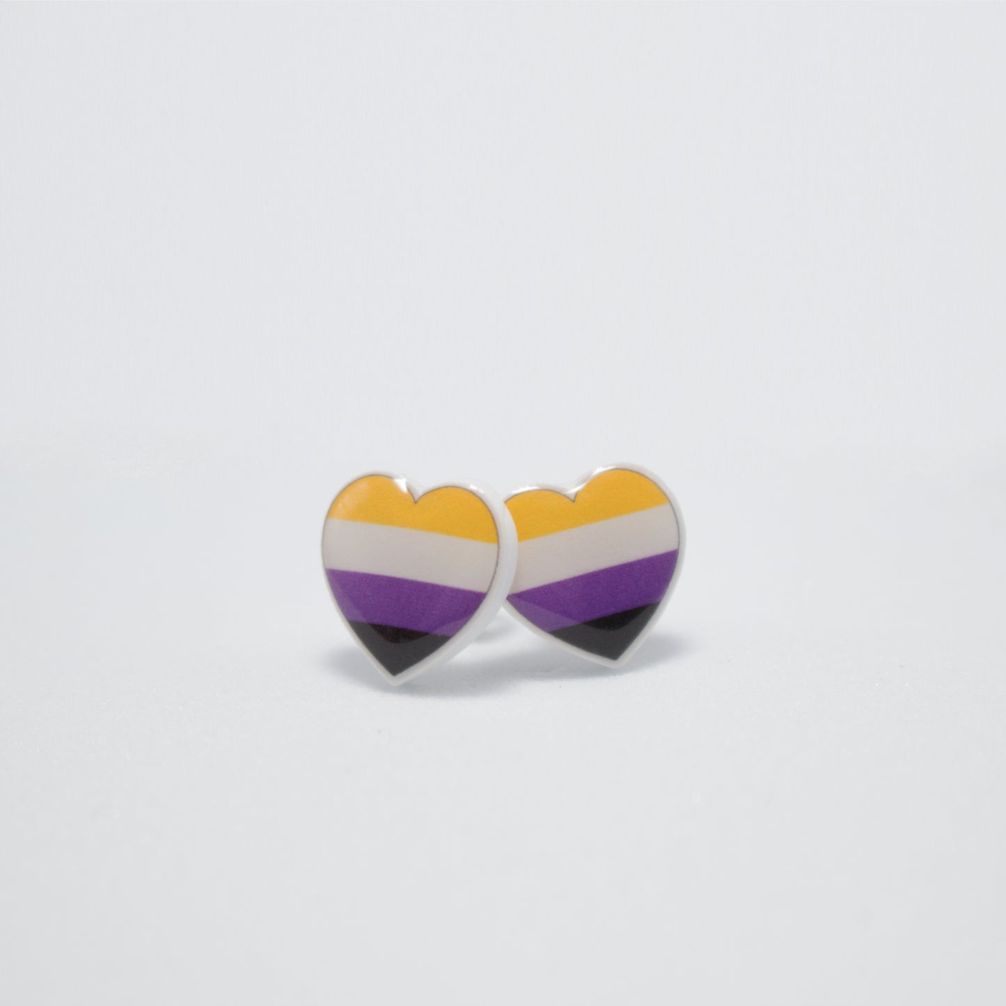 Non-Binary Resin Heart Studs