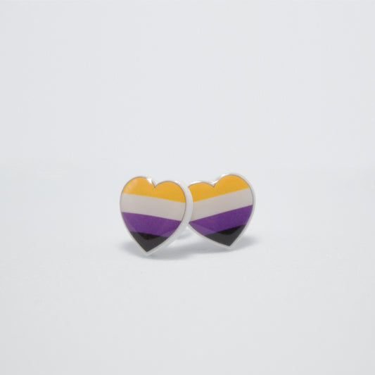 Non-Binary Resin Heart Studs